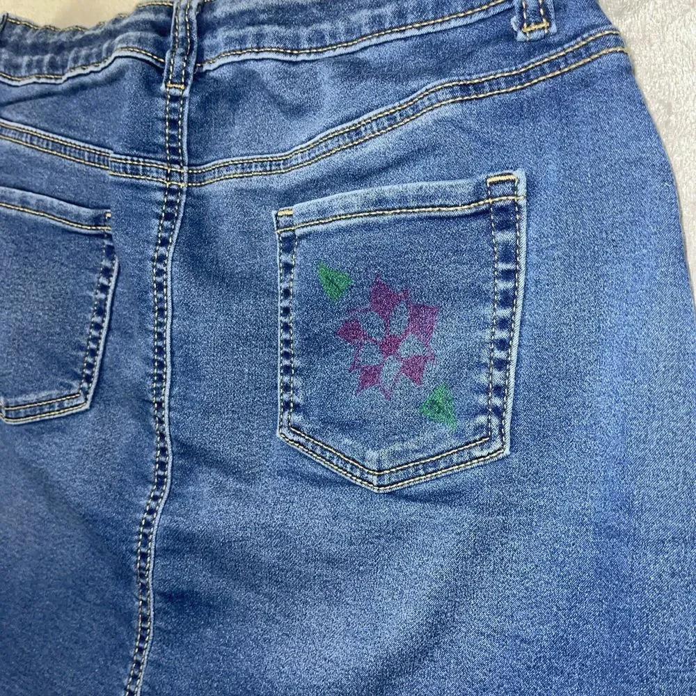Cat & Jack Jean Skirt Girls XL‎  14/16 Super Stretch Denim Blue (Waist 29